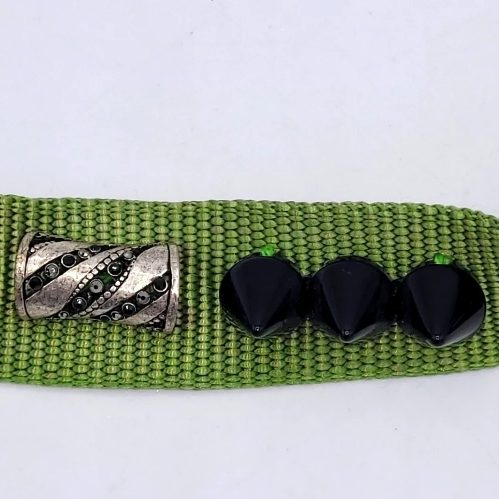 CUSTOMIZED Dog Collar Wild Thing Cub Green with Bling and Black Spikes